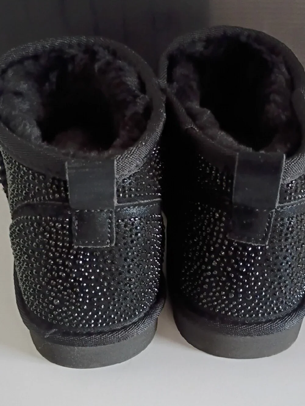 INC International Concepts Black Sparkle Faux-Fur Ankle Booties